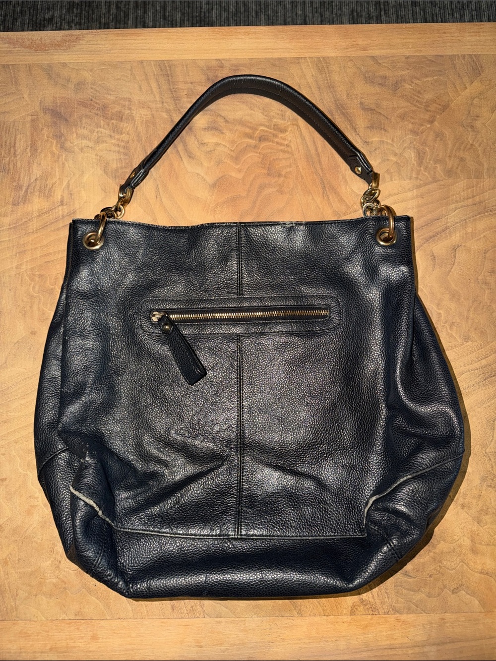 Cuore & Pelle Black Leather Large Shoulder Bag